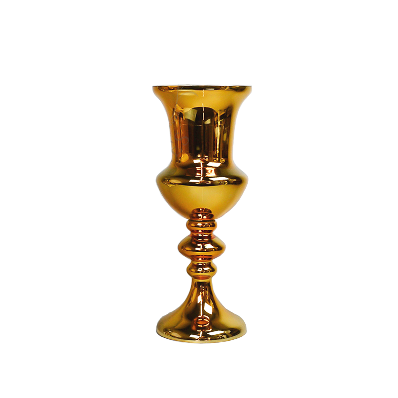Gold Mirrored Glass Classic Pedestal Urn 17" Tall