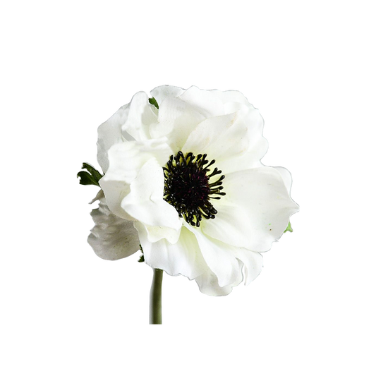 Artificial Anemone Flower Stem White 15"
