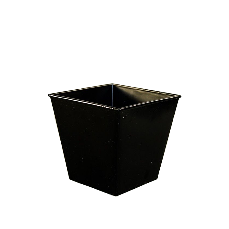 Black Recycled Plastic Square Tapered Pot 5.8" Tall