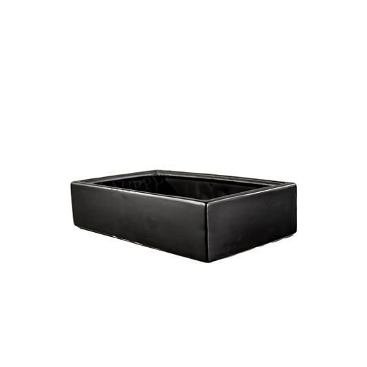 Ceramic Rectangular Container in Black For Centerpieces 12" Long