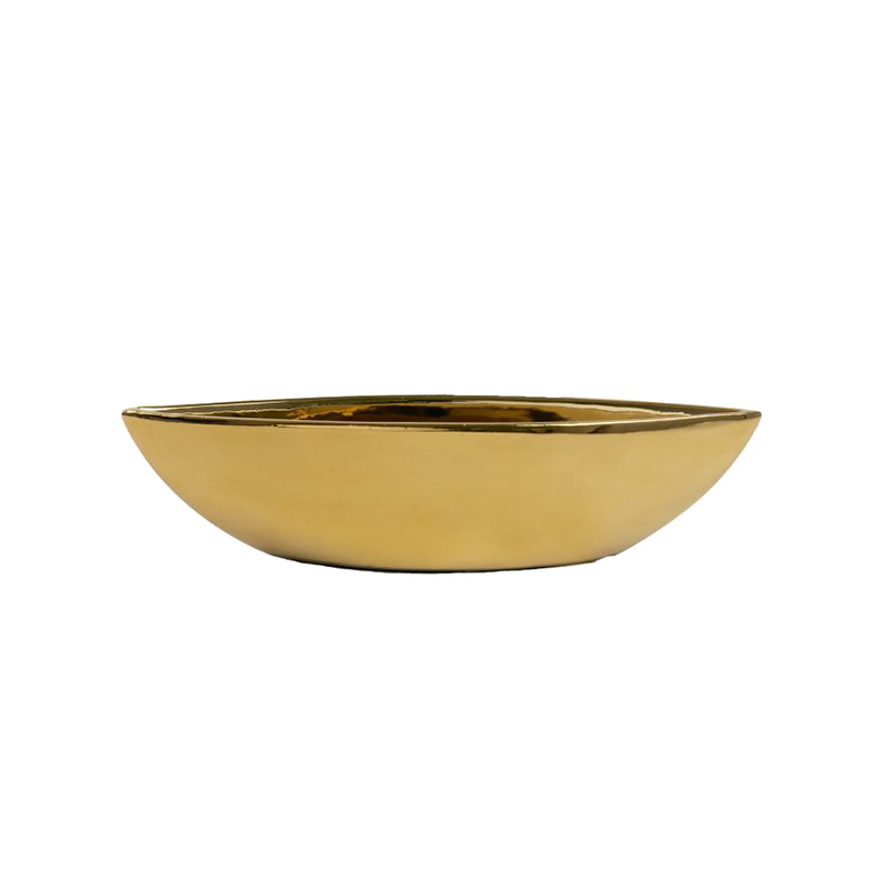 Ceramic Boat Vase - Gold 10"