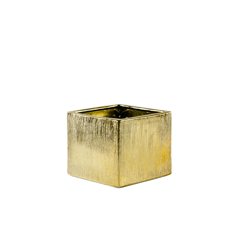 6.2" Tall Etched Ceramic Cubes in Gold and Silver