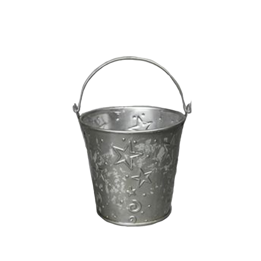 Decorative Star Bucket in Silver 4" Tall