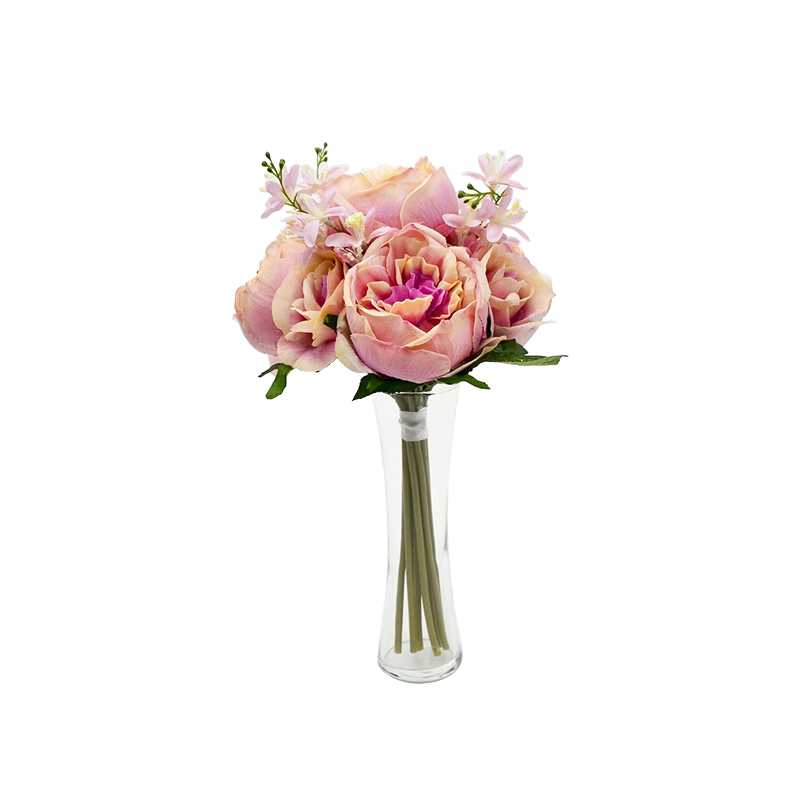 English Garden Rose Bridesmaid Bouquet- Mauve Synthetic Silk