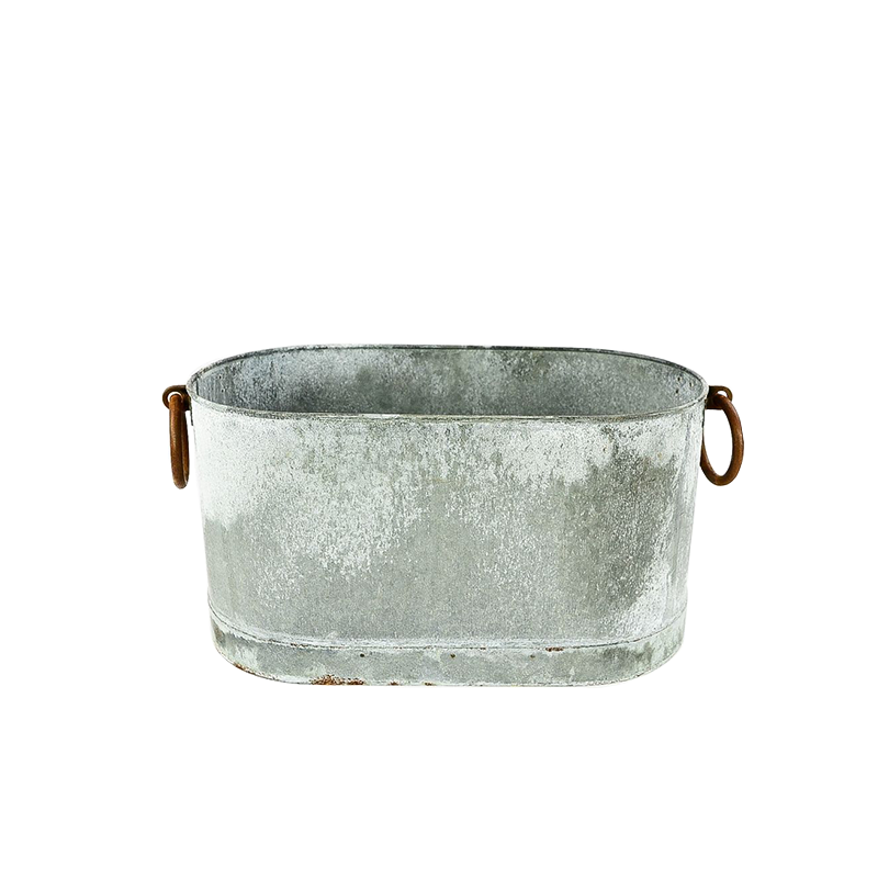 Gray Zinc Oval Wash Metal Bucket