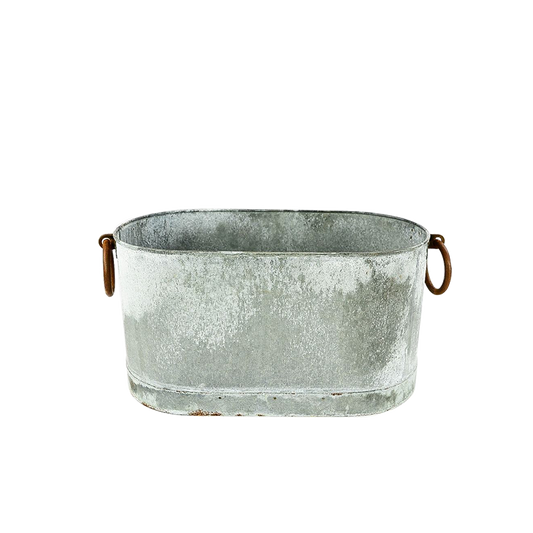 Gray Zinc Oval Wash Metal Bucket