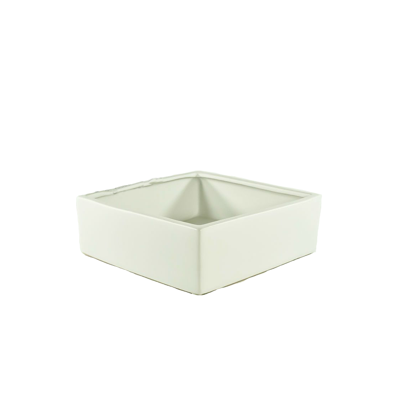 3" Low White Ceramic Square Vase - Gloss finish