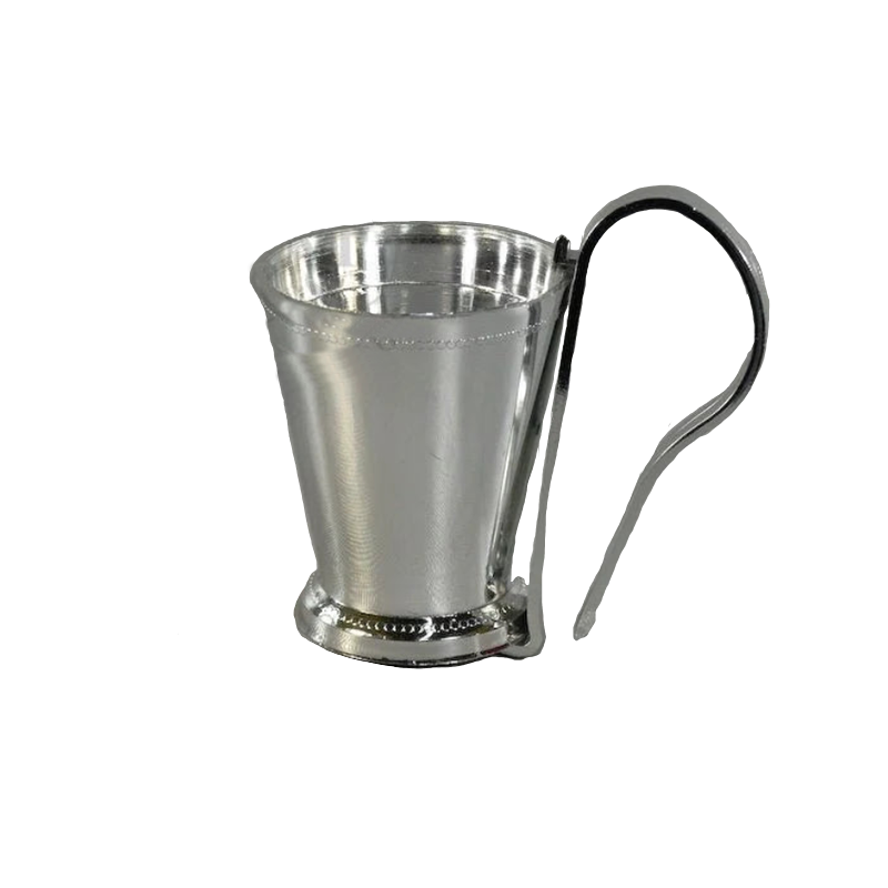 4" Mint Julep Cup w/ removable Pew Clip - Silver