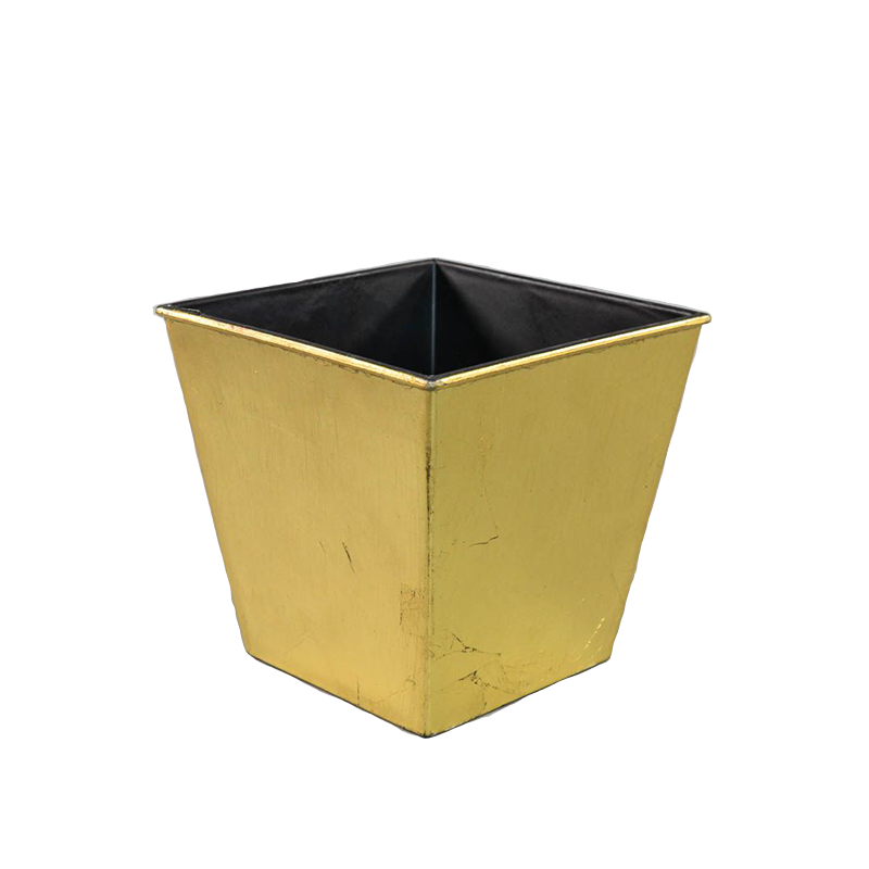 Gold Recycled Plastic Square Tapered Pot