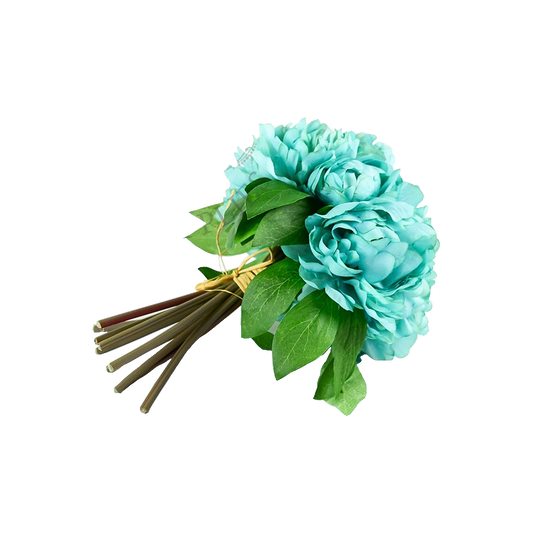 11 inches Synthetic Peony Bouquet Turquoise