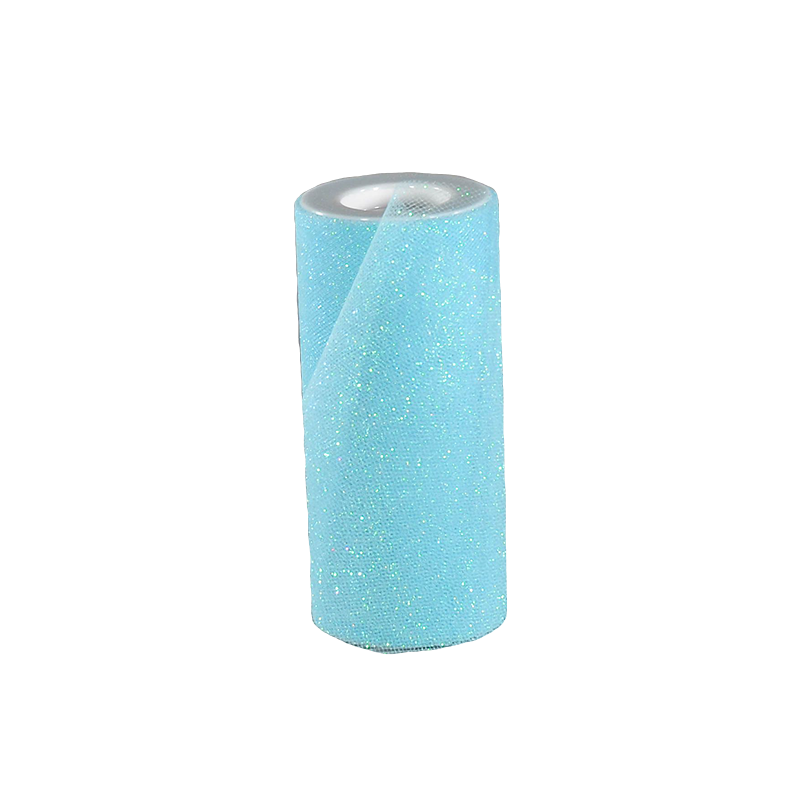 6" Glitter Tulle Spool Light Blue