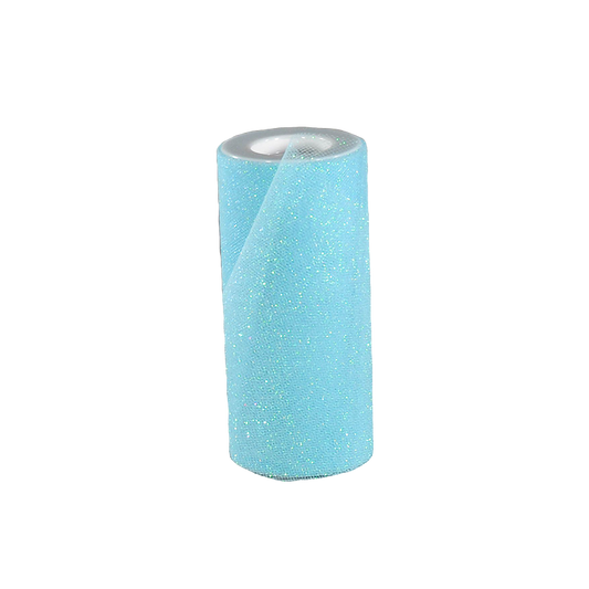6" Glitter Tulle Spool Light Blue