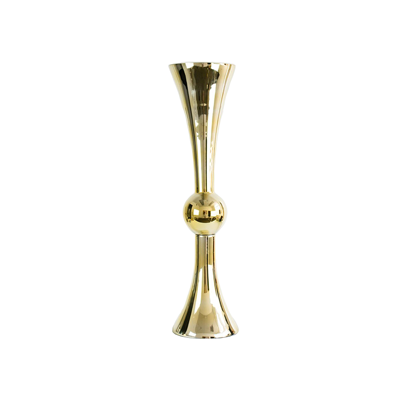 Gold Mirrored Glass Trumpet Reversible Vase Double Sided 30"