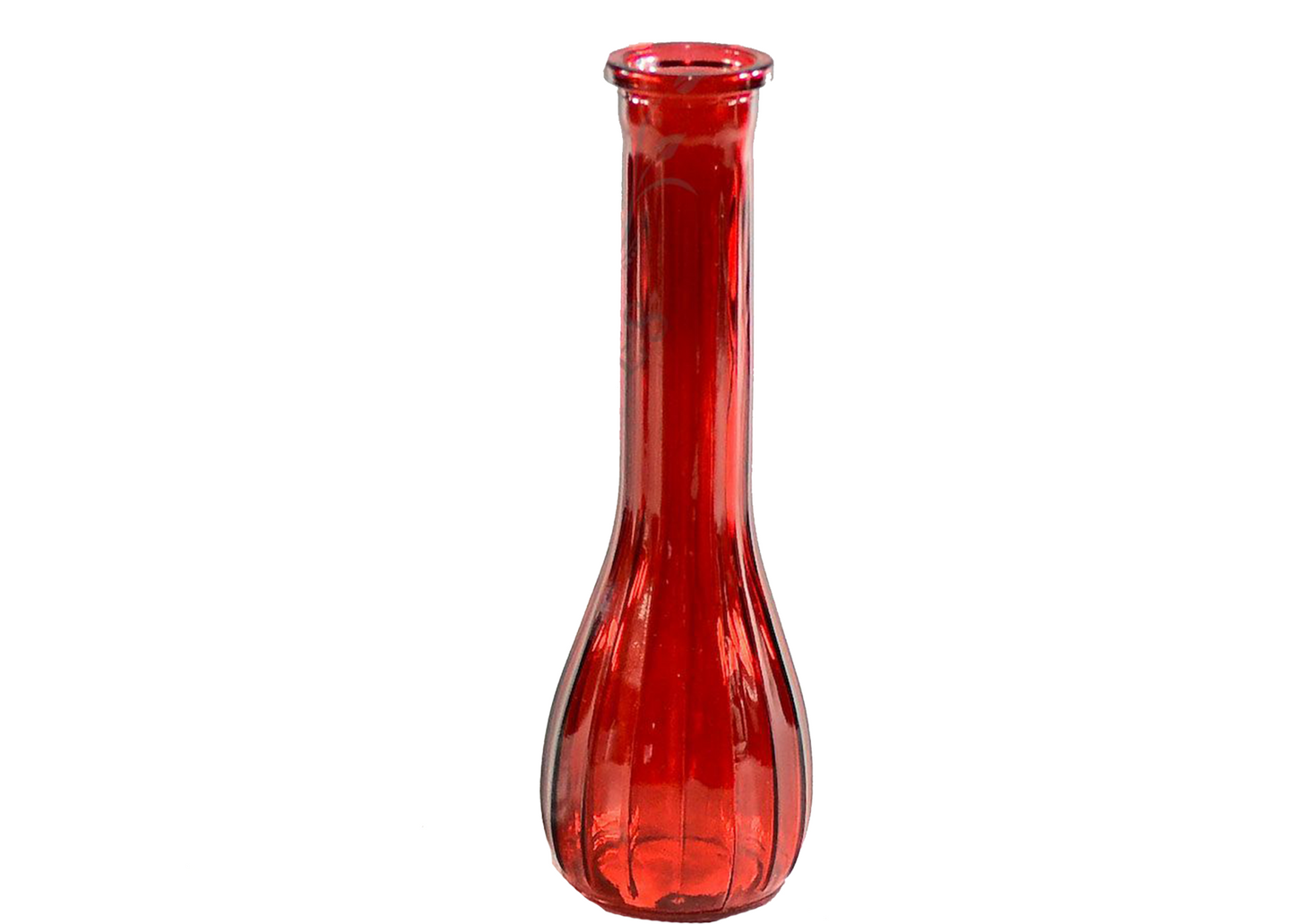 8.5-inch Red Fluted Glass Bud Vase