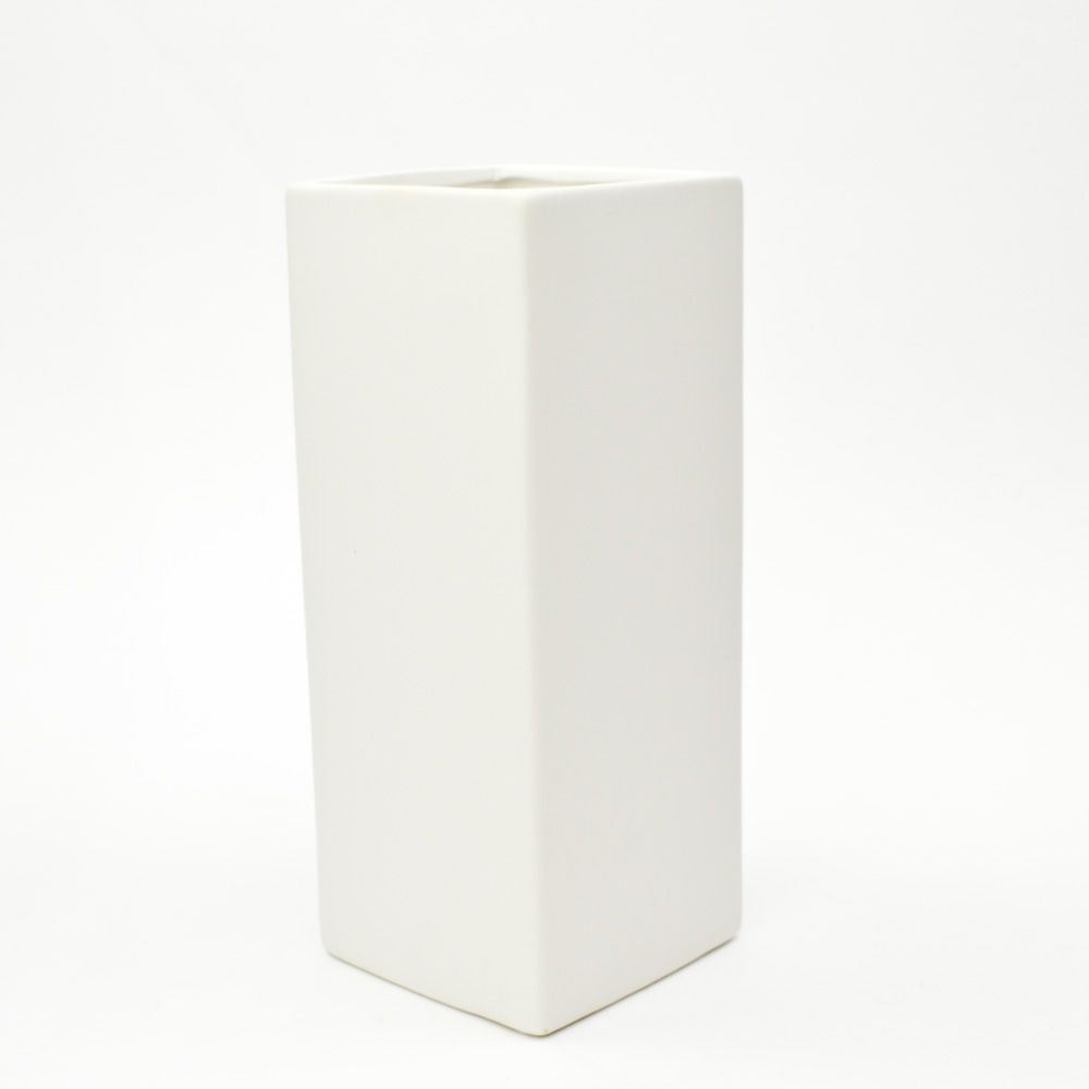 12 inch tall White Square Vase
