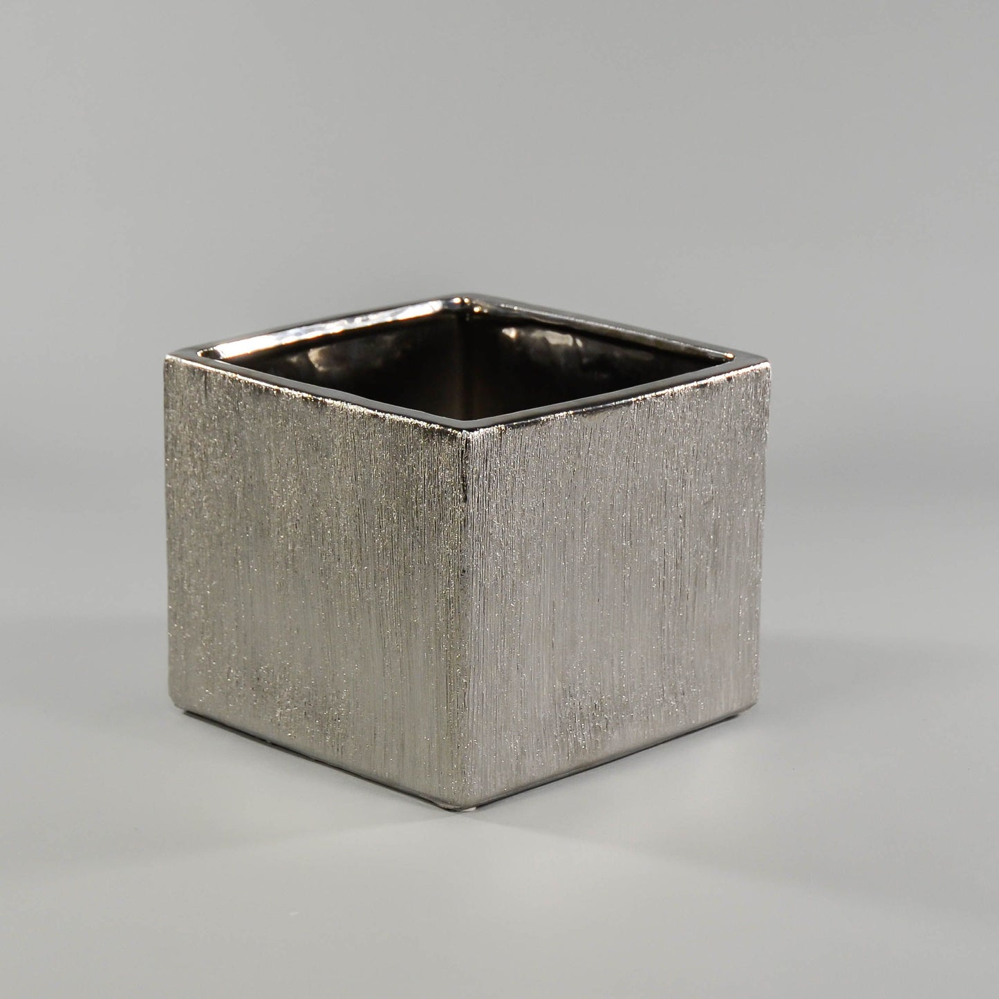 6.2" Tall Etched Ceramic Cubes in Silver