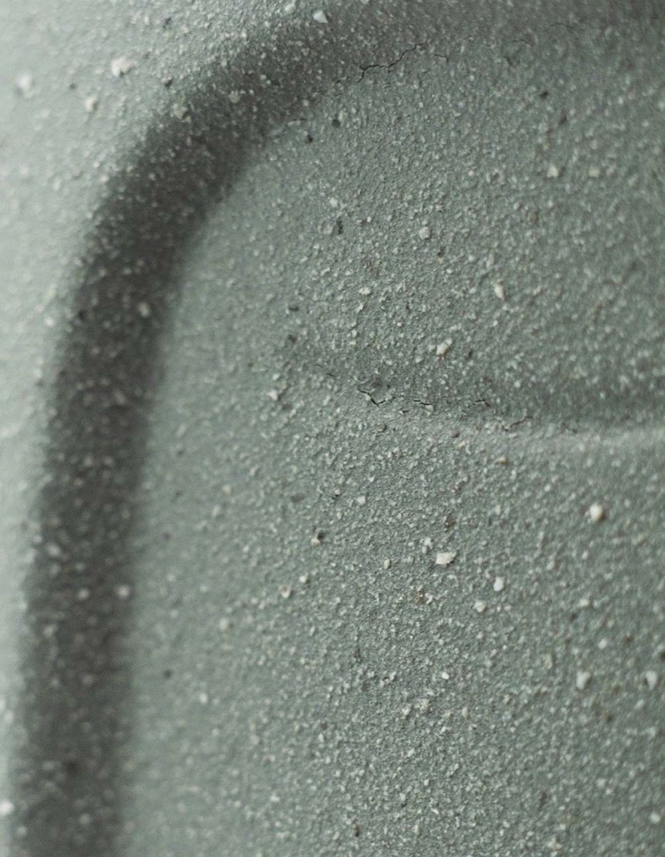 Grey Sand Glazed Moai Face Bowl
