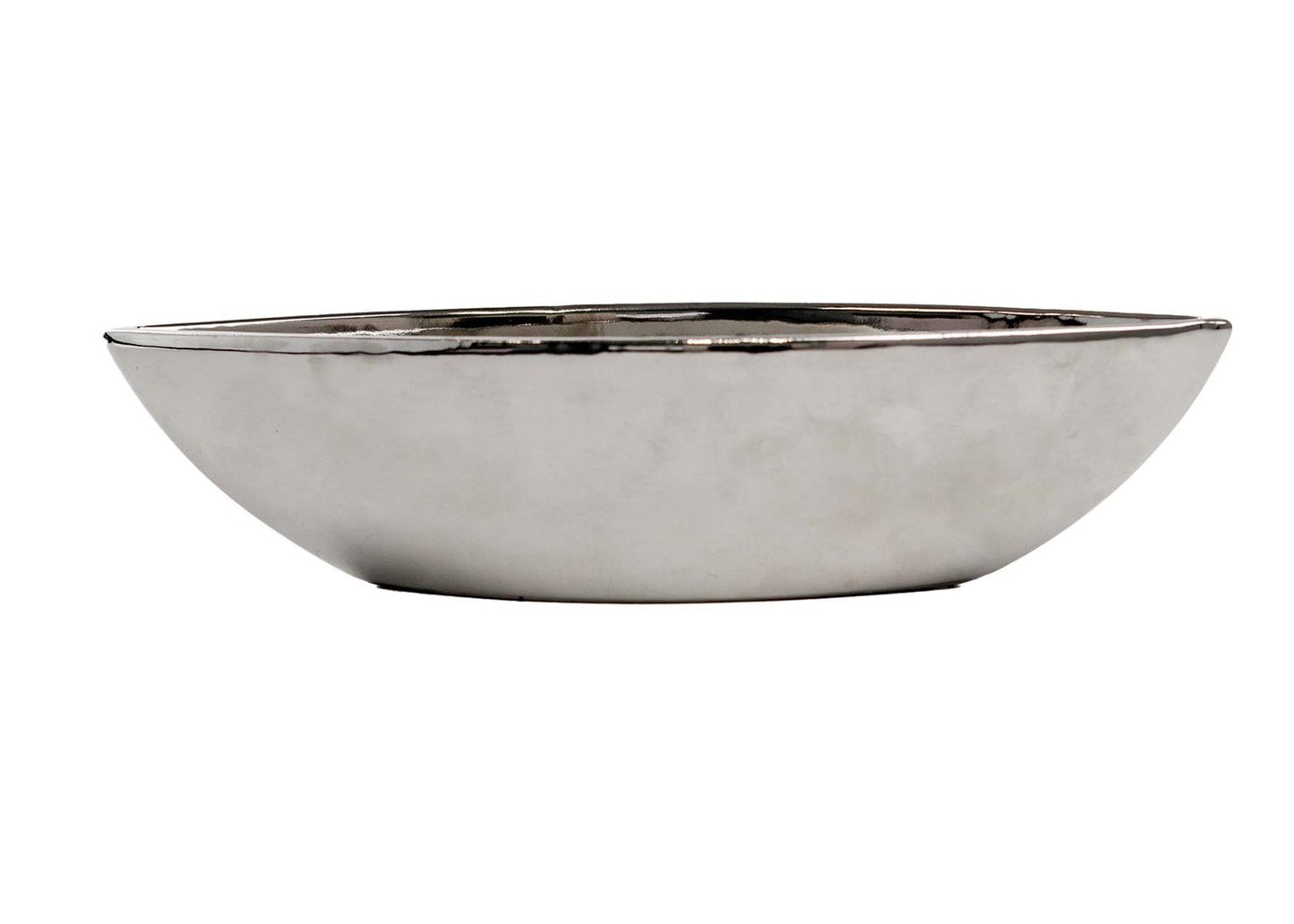 10 Inch Ceramic Boat Vase - Silver