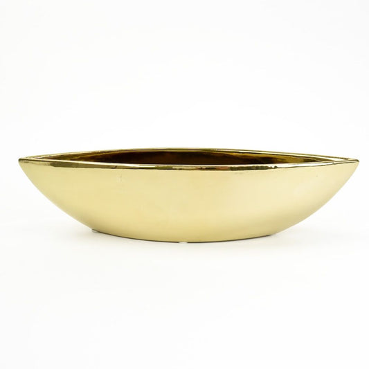 14 inch Boat Shaped Ceramic Vase - Gold