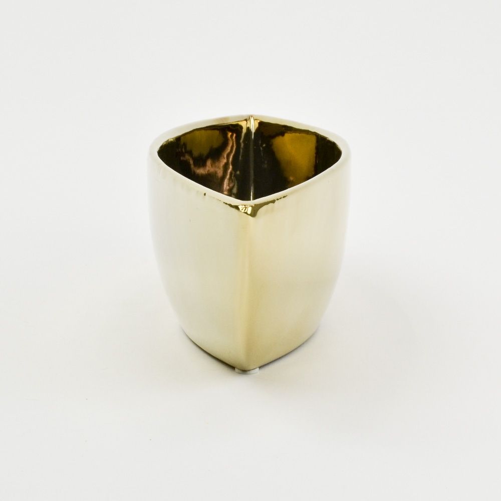 14 inch Boat Shaped Ceramic Vase - Gold