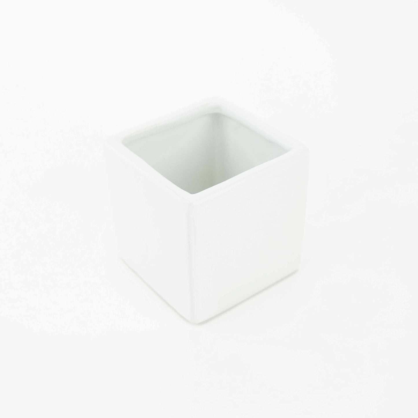 3.8" Ceramic Square Vase Matte White