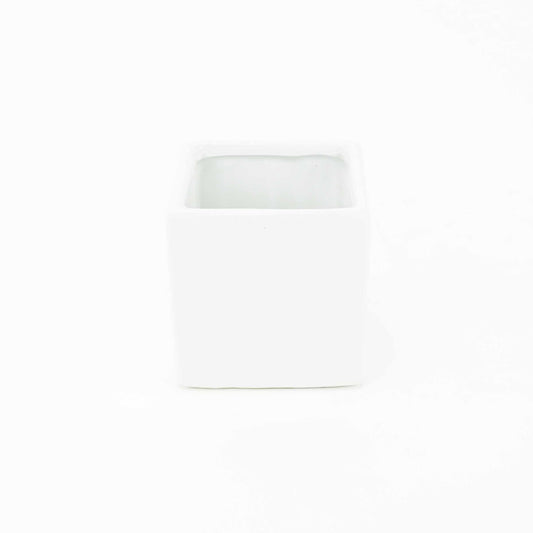 3.8" Ceramic Square Vase Matte White