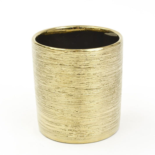 Gold Etched Mini Ceramic Cylinder Vase Candle Holder