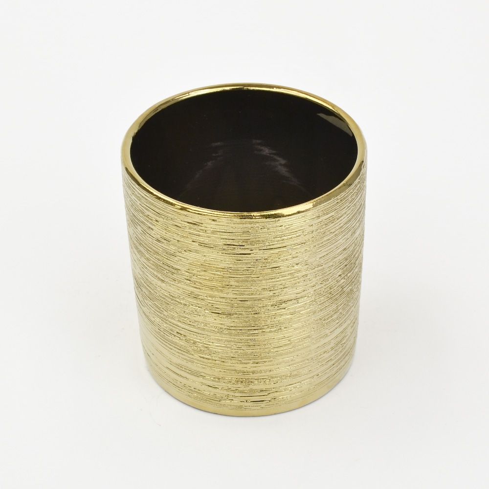 Gold Etched Mini Ceramic Cylinder Vase Candle Holder