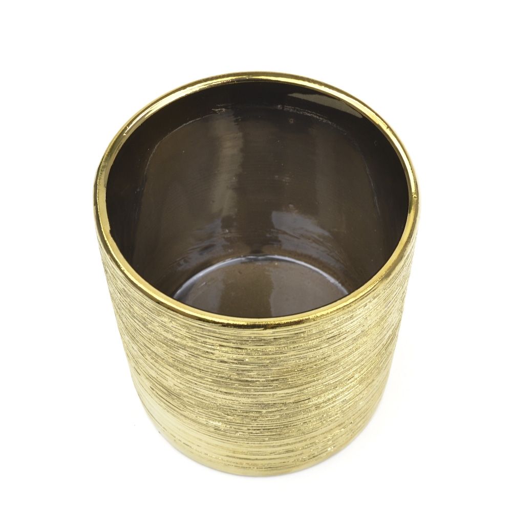 Gold Etched Mini Ceramic Cylinder Vase Candle Holder