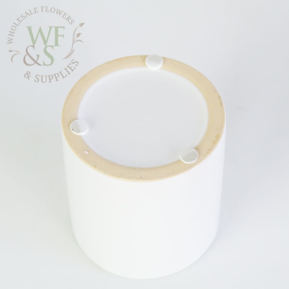White Cylinder Ceramic Vase 4" x 3.8"