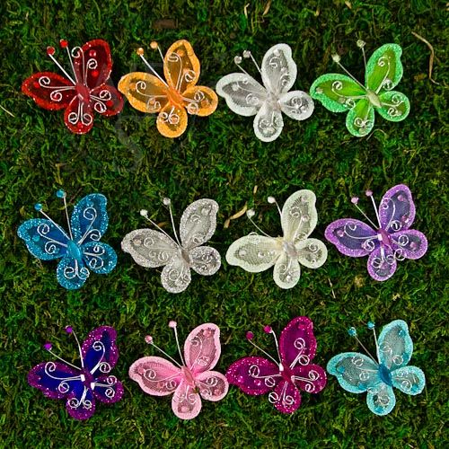 Deco Glitter Butterflies 20-Pack Turquoise