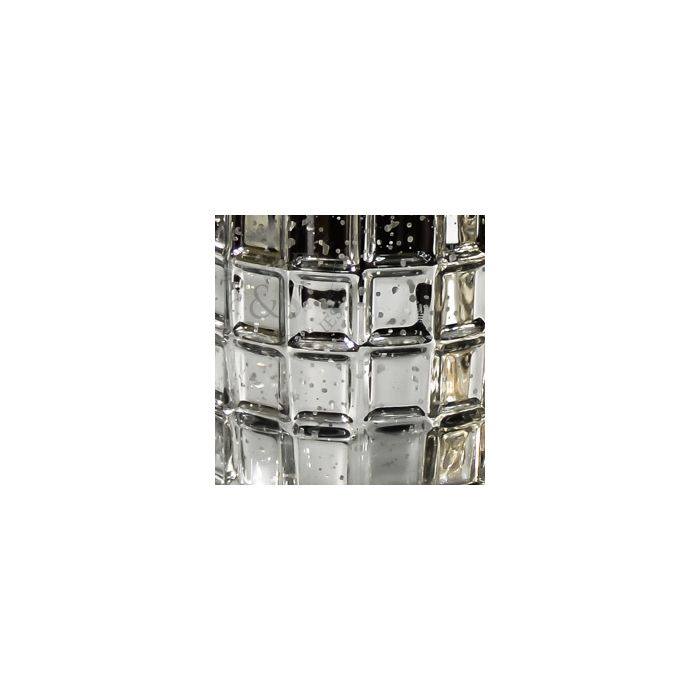 Mercury Glass Mosaic Cylinder Vase in Silver