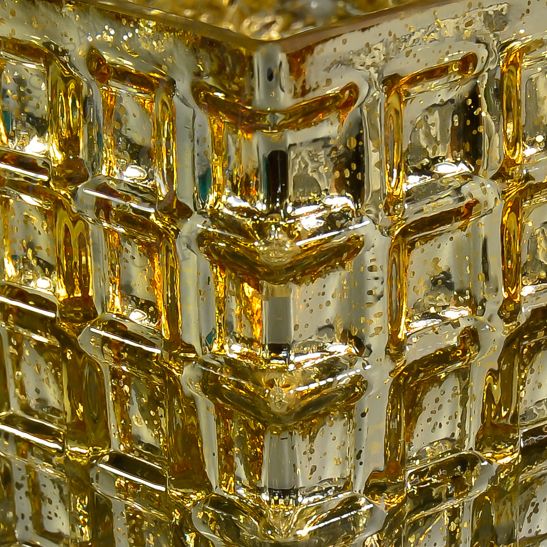 Gold Finish Mercury Glass Mosaic Square Vase