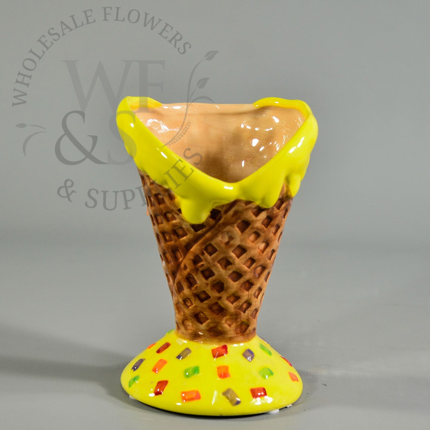 Ice Cream Cone Ceramic Vase in Yellow