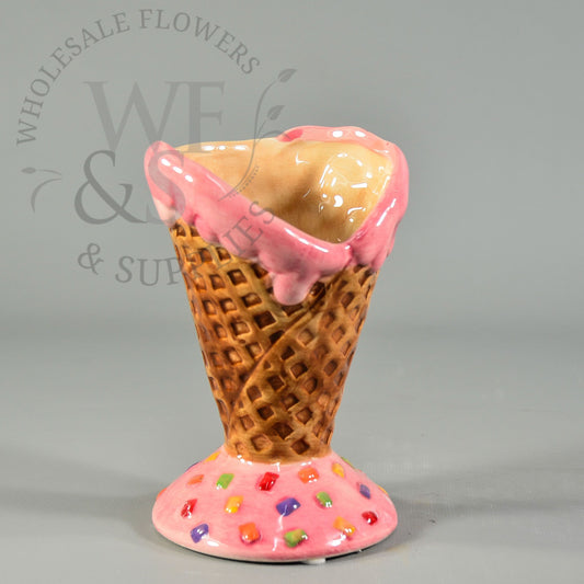 Ice Cream Cone Ceramic Vases Pink