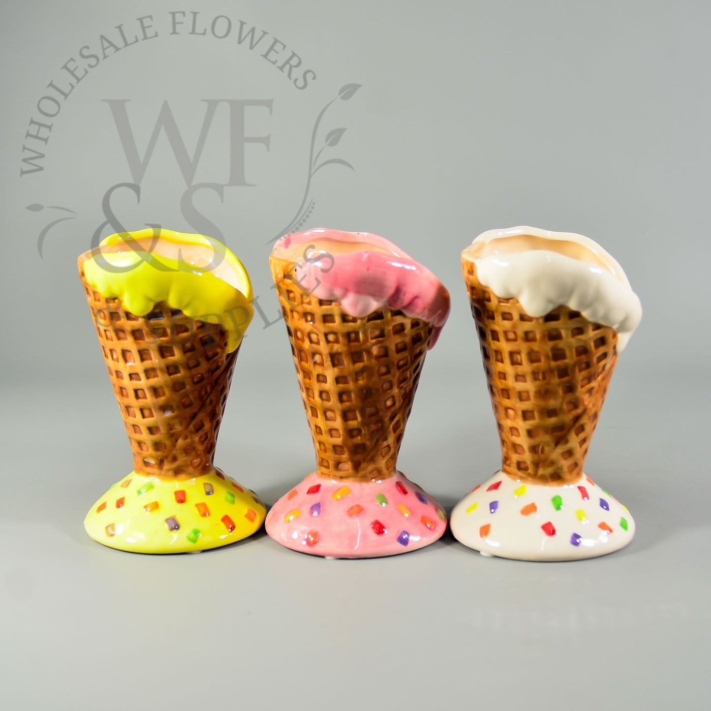 Ice Cream Cone Ceramic Vases White