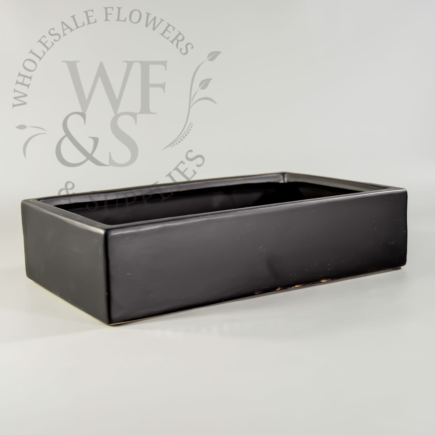 Ceramic Rectangular Container in Black For Centerpieces 12" Long