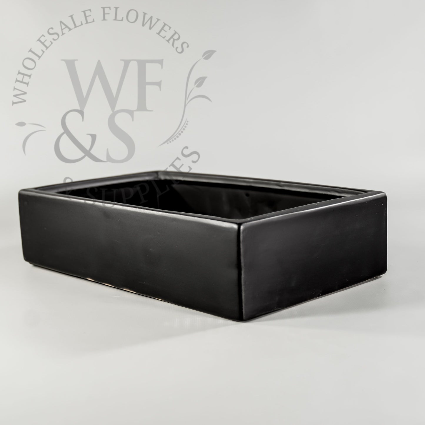 Ceramic Rectangular Container in Black For Centerpieces 12" Long