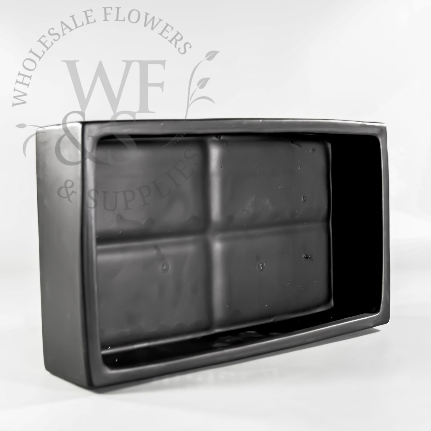 Ceramic Rectangular Container in Black For Centerpieces 12" Long