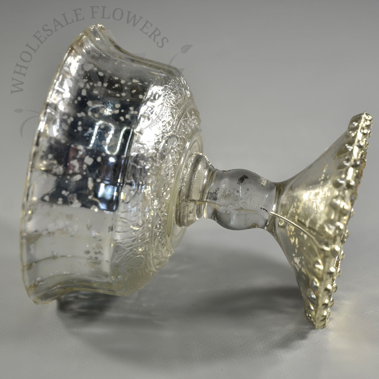 Silver Pedestal Vase 4.8" Mercury Glass
