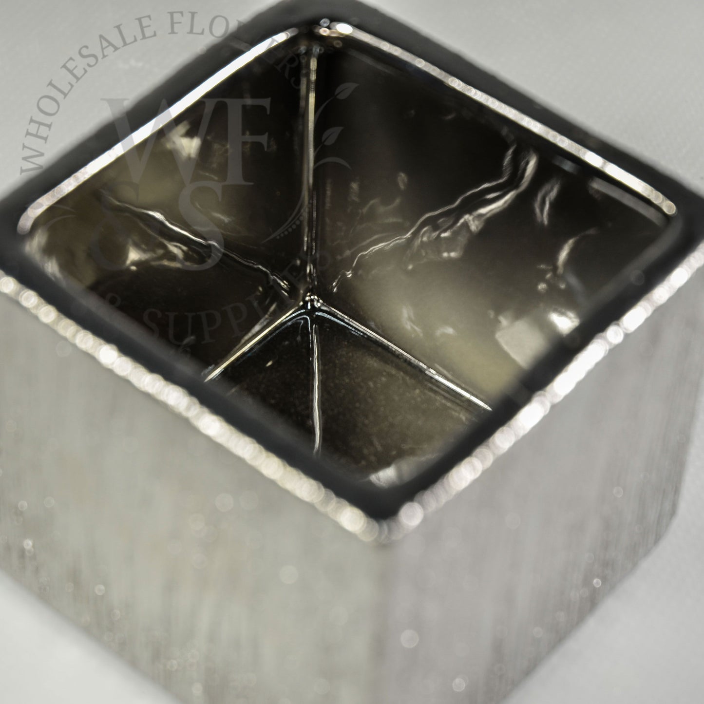 6.2" Tall Etched Ceramic Cubes in Silver