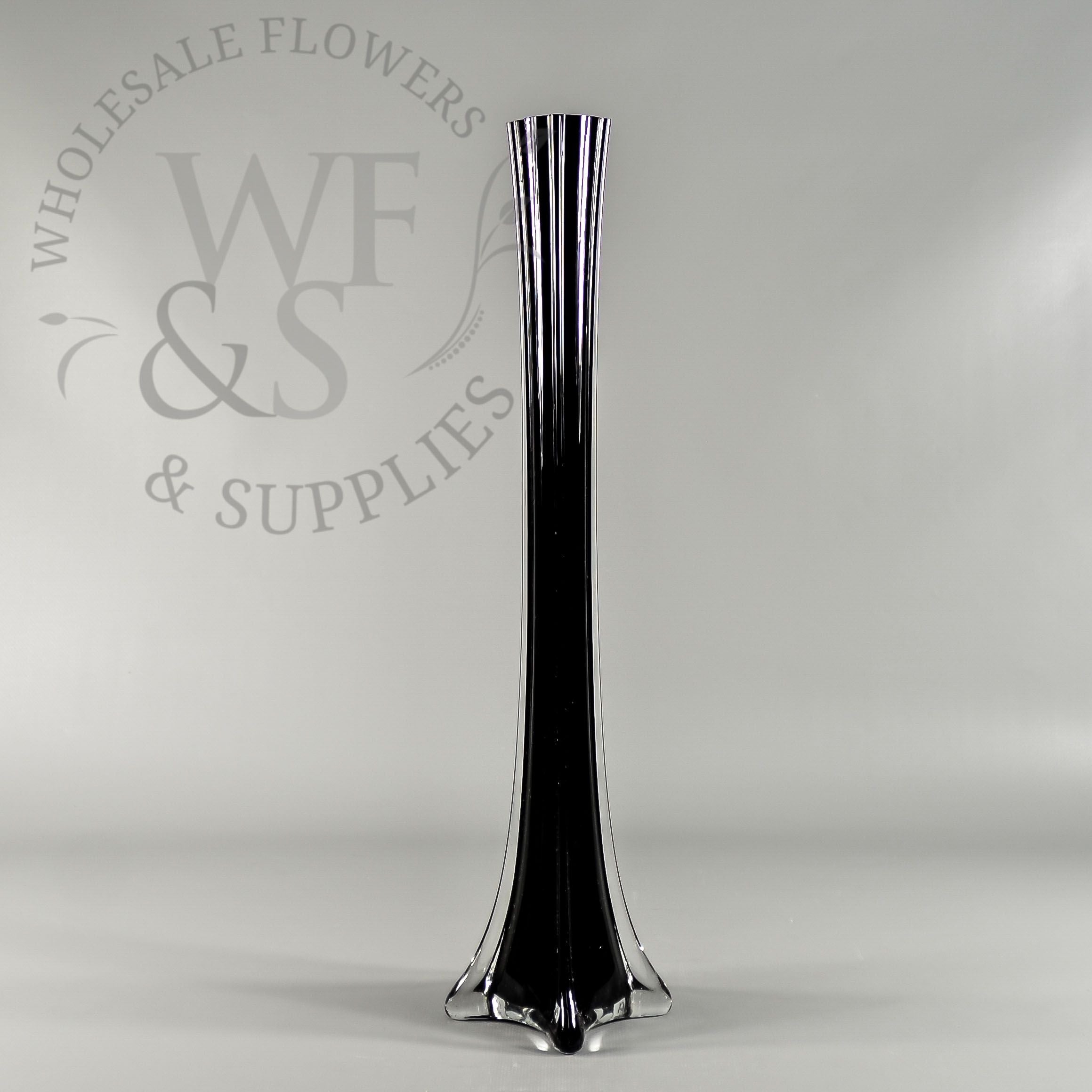 Tall Eiffel Tower Glass Vase Centerpiece, 12-Inch, Black