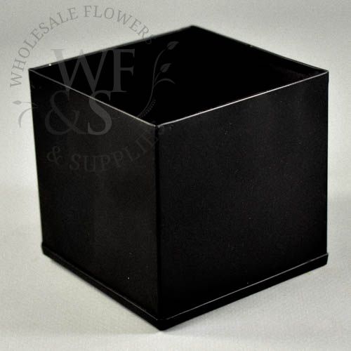 Black Metal Square Mini Flower Pot Vase Container 3"