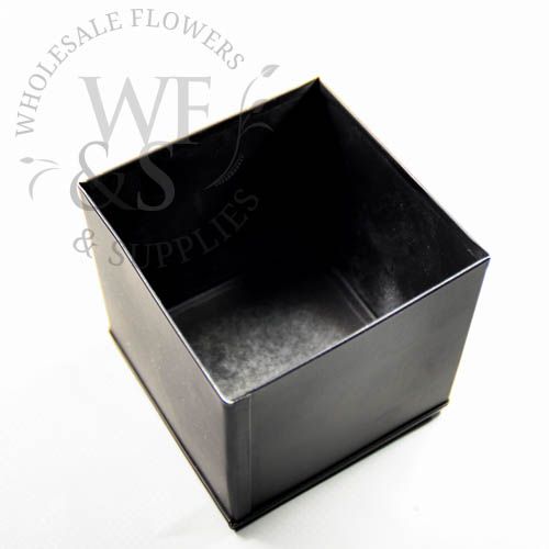 Black Metal Square Mini Flower Pot Vase Container 3"