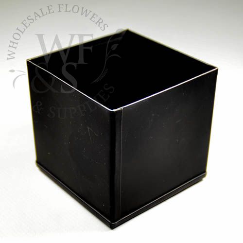 Black Metal Square Mini Flower Pot Vase Container 3"