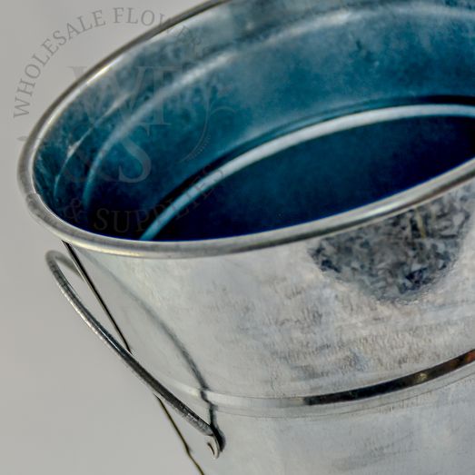 7" Galvanized Metal French Flower Bucket