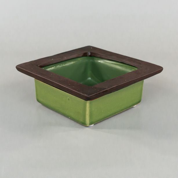 Green and Brown Square Stacking Ceramic Container Small