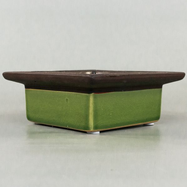 Green and Brown Square Stacking Ceramic Container Small