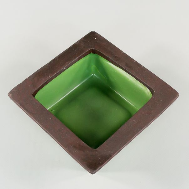 Green and Brown Square Stacking Ceramic Container Small