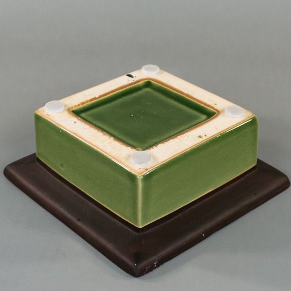 Green and Brown Square Stacking Ceramic Container Small